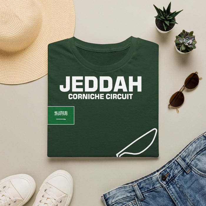 Jeddah Corniche Circuit Track Outline T-shirt for European Customers ONLY ---this item prints and ships from within Europe