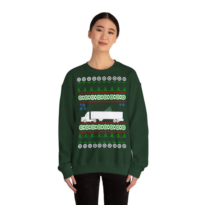 Semi Truck Ugly Christmas Sweater for european customers ONLY---Prints and ships from within Europe