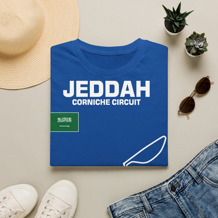 Jeddah Corniche Circuit Track Outline T-shirt for European Customers ONLY ---this item prints and ships from within Europe