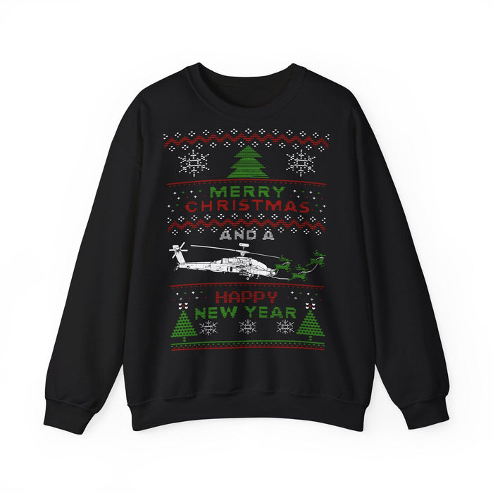 Apache Helicopter Ugly Christmas Sweater for European Customers ONLY--Item prints and ships from within Europe