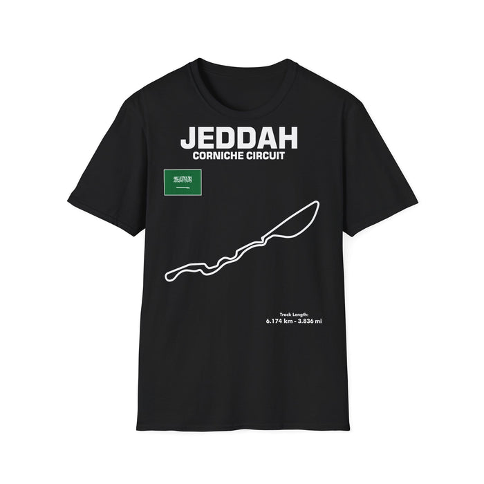 Jeddah Corniche Circuit Track Outline T-shirt for European Customers ONLY ---this item prints and ships from within Europe