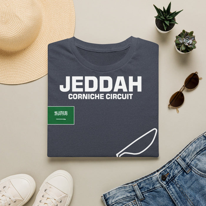 Jeddah Corniche Circuit Track Outline T-shirt for European Customers ONLY ---this item prints and ships from within Europe