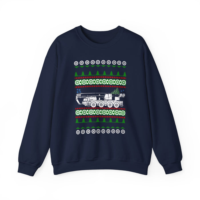 Crane Truck Heavy Equipment Operator Ugly Christmas Sweater Sweatshirt for Canadian customers ONLY (prints and ships from Canada)