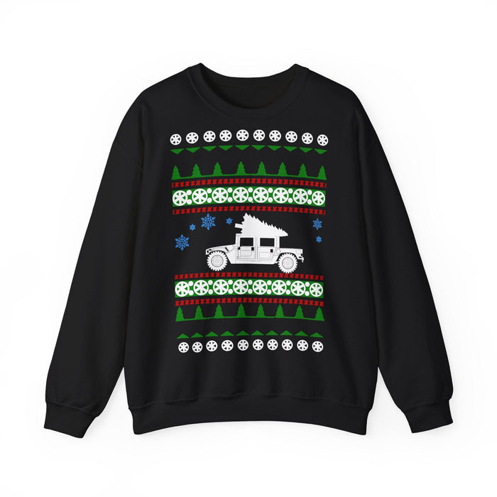 H1 Hummer Ugly Christmas Sweater Sweatshirt for customers residing in Europe ONLY as this prints and ships from within Germany