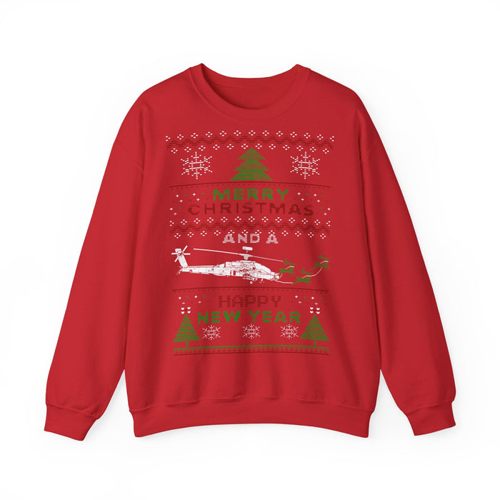 Apache Helicopter Ugly Christmas Sweater for European Customers ONLY--Item prints and ships from within Europe