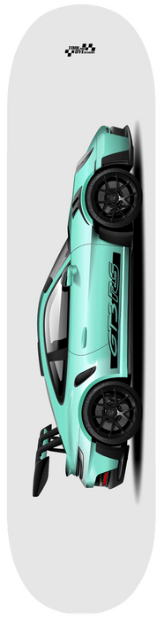 Car Art 992 GT3RS  Skateboard Deck 7-ply Hardrock Canadian Maple Mint Green V2