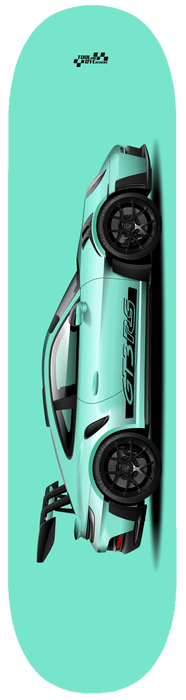 Car Art 992 GT3RS  Skateboard Deck 7-ply Hardrock Canadian Maple Mint Green V1