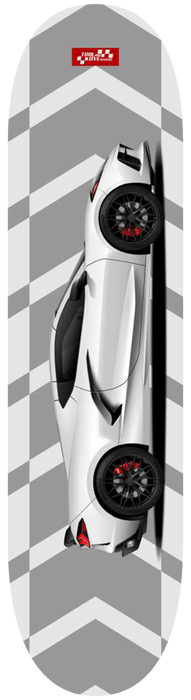 Car Art White C8 Corvette Stingray Skateboard Deck 7-ply Canadian Hard Rock Maple v3