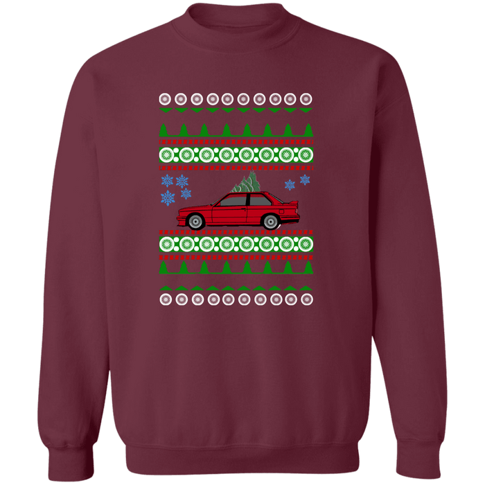 BMW E30 M3 Ugly Christmas Sweater Sweatshirt Jumper (red car)