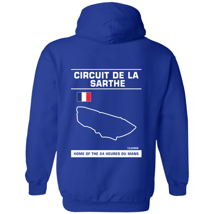 Circuit De La Sarthe 24 Heures Du Mans Track Outline Series Hoodie Front and Rear Print V3