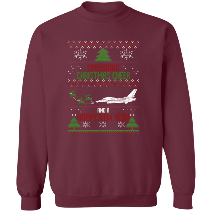 Military Airplane F-16 Fighter Jet Ugly Christmas Sweater Jumper