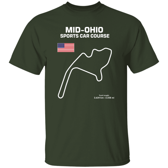 Mid-Ohio Sports Car Course Track Outline Series 5.3 oz T-shirt