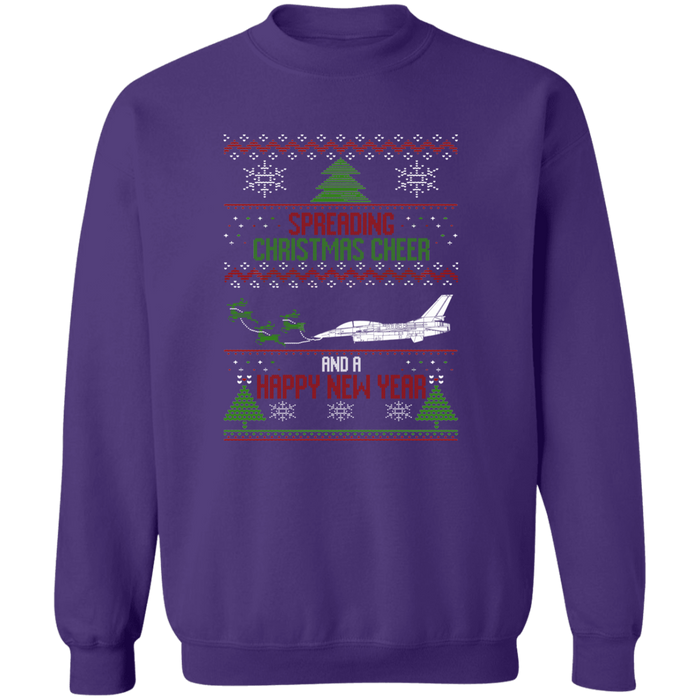 Military Airplane F-16 Fighter Jet Ugly Christmas Sweater Jumper