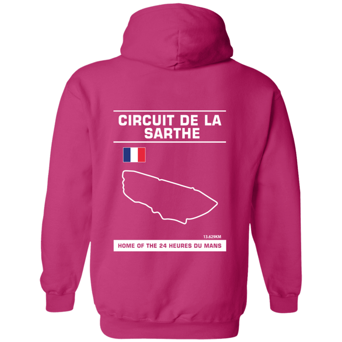 Circuit De La Sarthe 24 Heures Du Mans Track Outline Series Hoodie Front and Rear Print V3