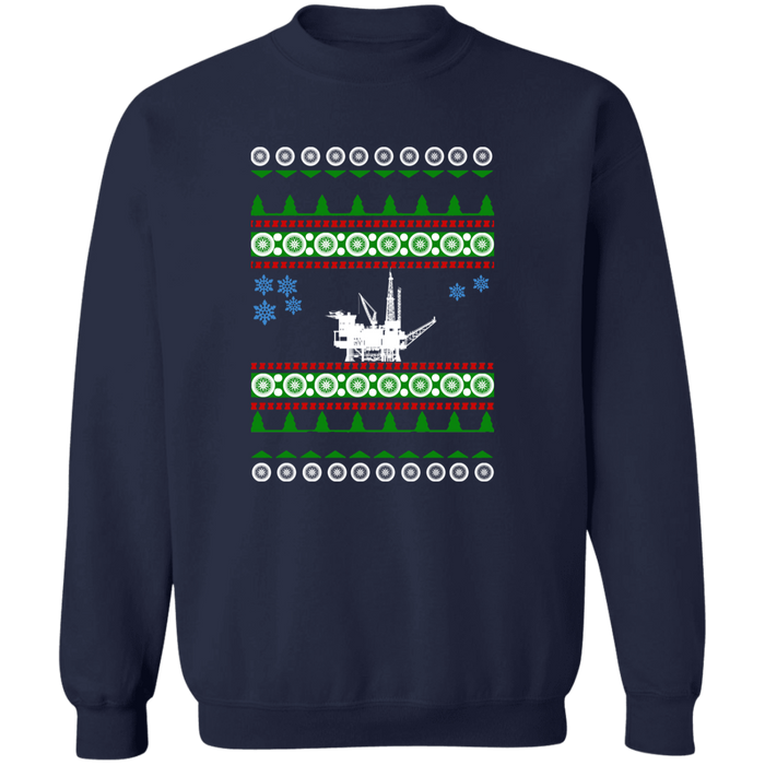 Offshore Ocean Oil Rig Derrick Ugly Christmas Sweater Sweatshirt