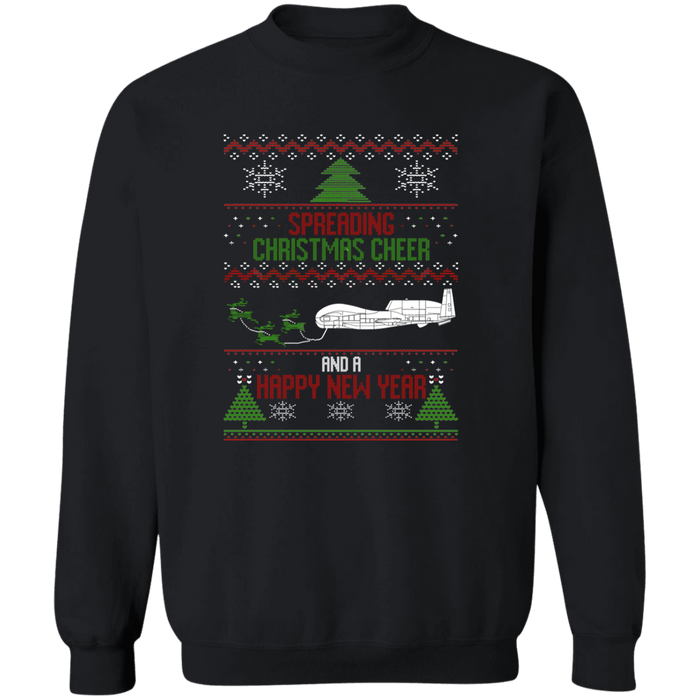 Military Airplane RQ-4 Global Hawk Ugly Christmas Sweater Jumper