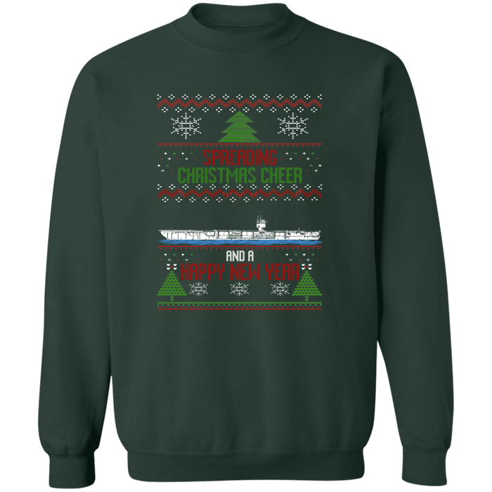 US Navy USN Aircraft Carrier Ship Ugly Christmas Sweater