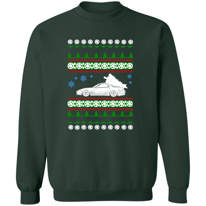 Mazda FD RX-7 3rd Gen Ugly Christmas Sweater Sweatshirt White Tree