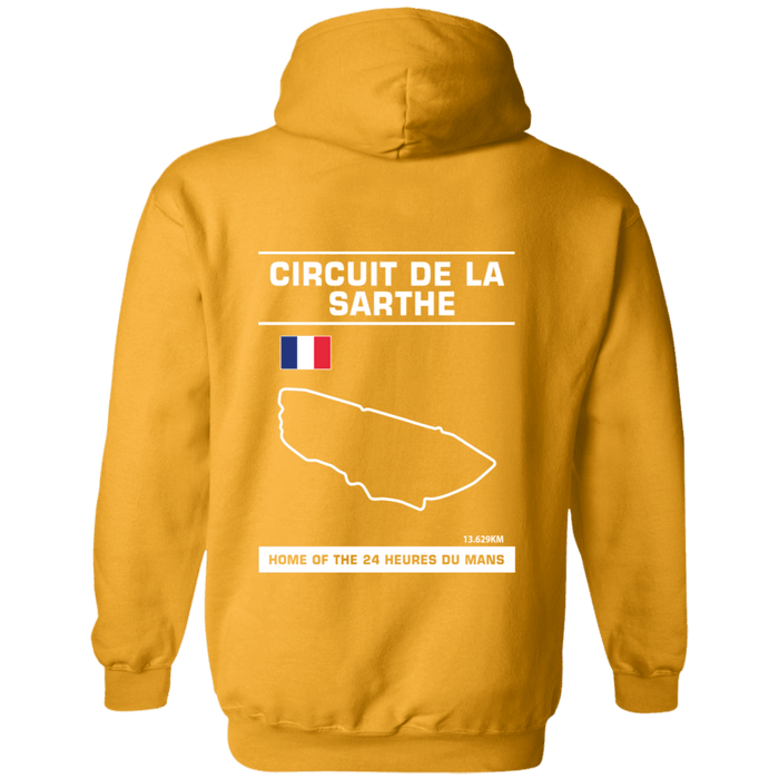 Circuit De La Sarthe 24 Heures Du Mans Track Outline Series Hoodie Front and Rear Print V3