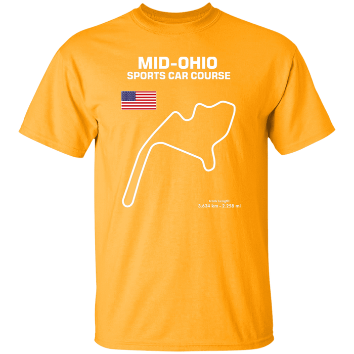 Mid-Ohio Sports Car Course Track Outline Series 5.3 oz T-shirt