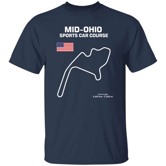 Mid-Ohio Sports Car Course Track Outline Series 5.3 oz T-shirt