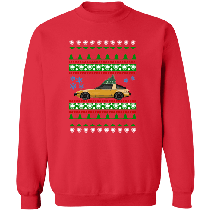 Mazda RX-7 First Gen 1st Gold Ugly Christmas Sweater Sweatshirt