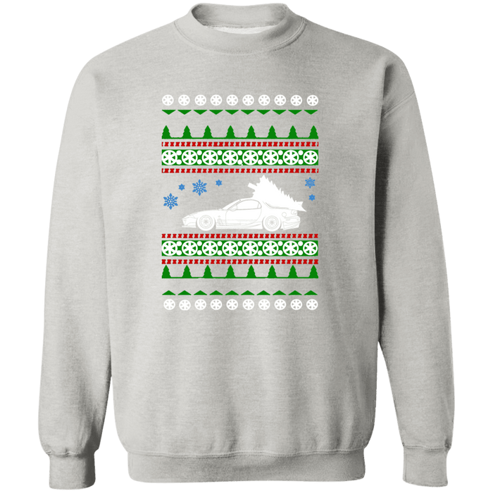 Mazda FD RX-7 3rd Gen Ugly Christmas Sweater Sweatshirt White Tree