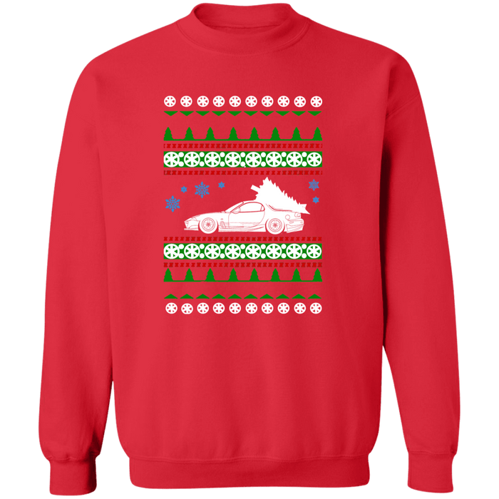 Mazda FD RX-7 3rd Gen Ugly Christmas Sweater Sweatshirt White Tree