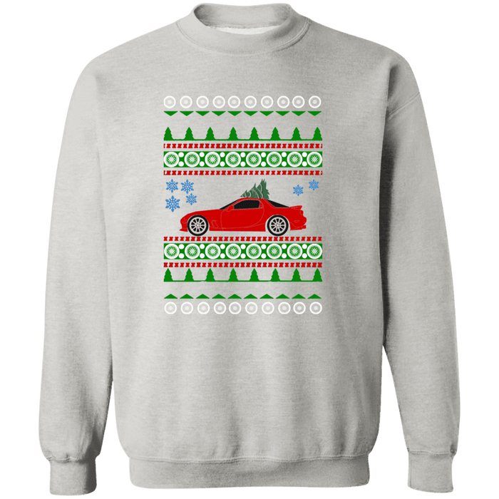 Mazda RX-7 3rd gen FD Ugly Christmas Sweater Sweatshirt (red car)