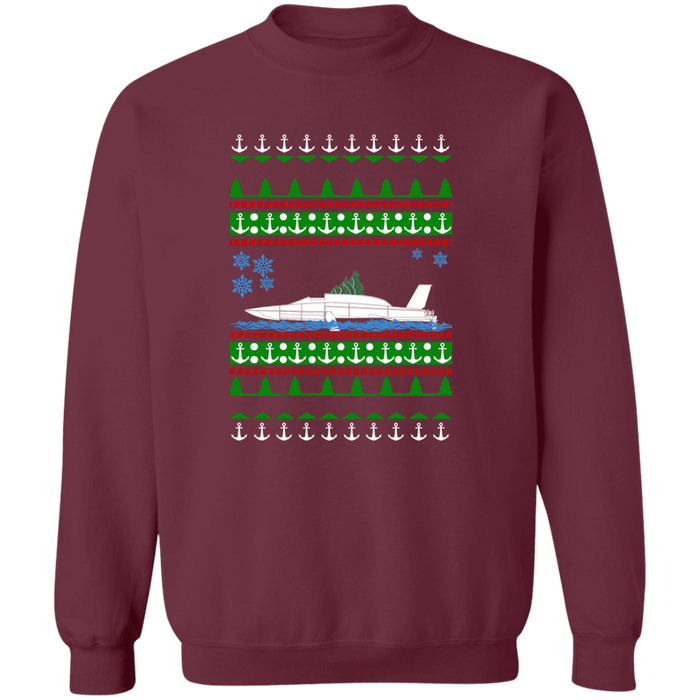 Hydroplane Race Boat Ugly Christmas Sweater Sweatshirt