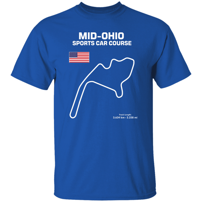 Mid-Ohio Sports Car Course Track Outline Series 5.3 oz T-shirt