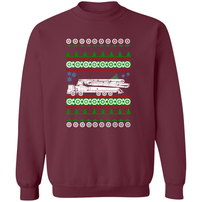 Concrete Pump Truck Ugly Christmas Sweater Sweatshirt