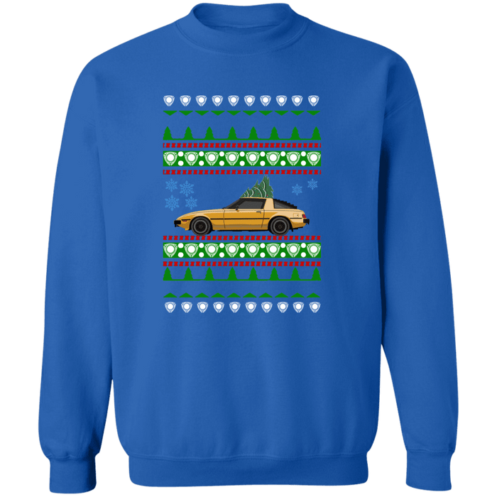 Mazda RX-7 First Gen 1st Gold Ugly Christmas Sweater Sweatshirt