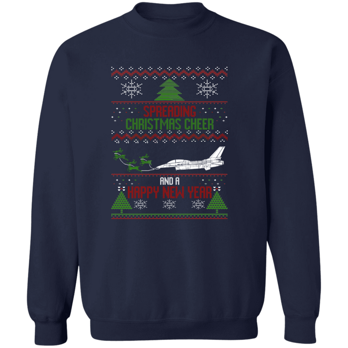 Military Airplane F-16 Fighter Jet Ugly Christmas Sweater Jumper