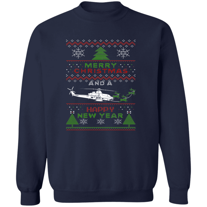 Bell AH-1Z Viper Helicopter MIlitary Ugly Christmas Sweater Sweatshirt