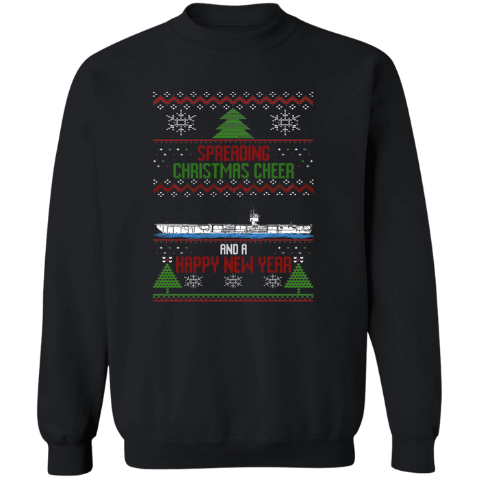 US Navy USN Aircraft Carrier Ship Ugly Christmas Sweater