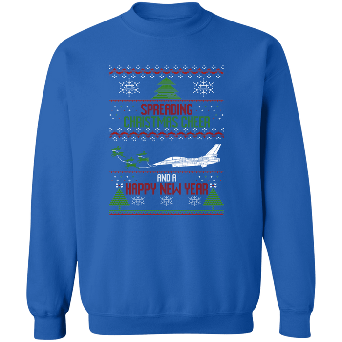 Military Airplane F-16 Fighter Jet Ugly Christmas Sweater Jumper