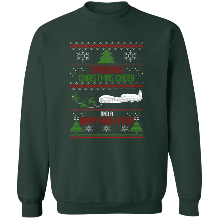 Military Airplane RQ-4 Global Hawk Ugly Christmas Sweater Jumper