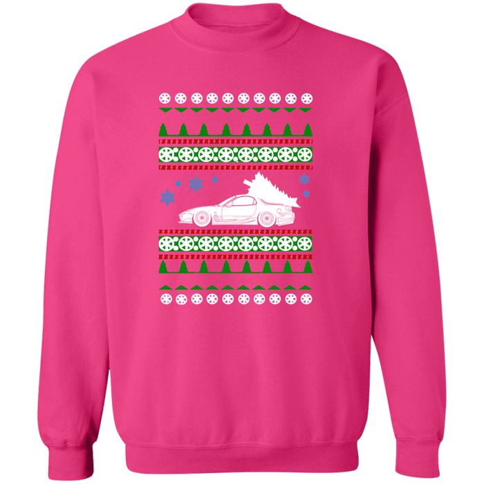 Mazda FD RX-7 3rd Gen Ugly Christmas Sweater Sweatshirt White Tree