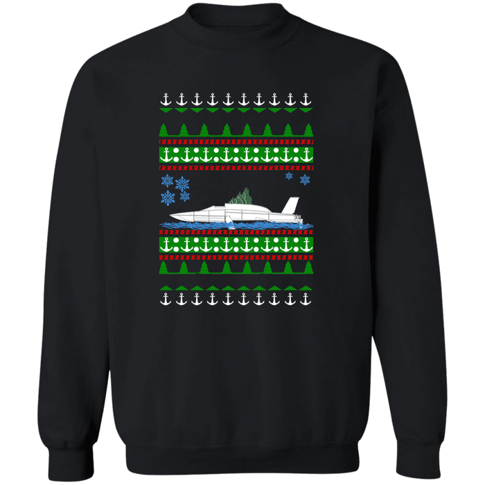 Hydroplane Race Boat Ugly Christmas Sweater Sweatshirt