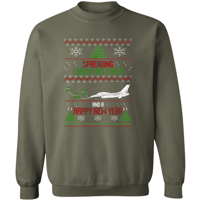 Military Airplane F-16 Fighter Jet Ugly Christmas Sweater Jumper