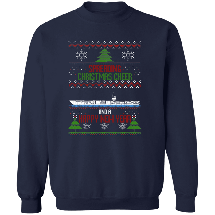 US Navy USN Aircraft Carrier Ship Ugly Christmas Sweater