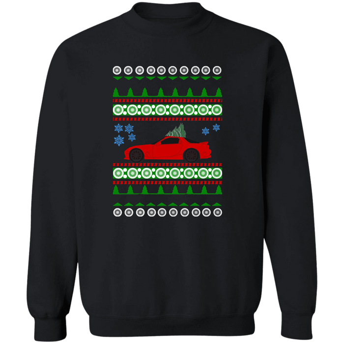 Mazda RX-7 3rd gen FD Ugly Christmas Sweater Sweatshirt (red car)