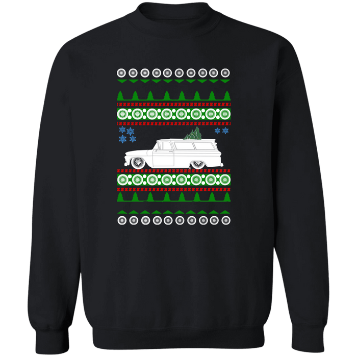 1963 Slammed Chevy Suburban Ugly Christmas Sweater Sweatshirt