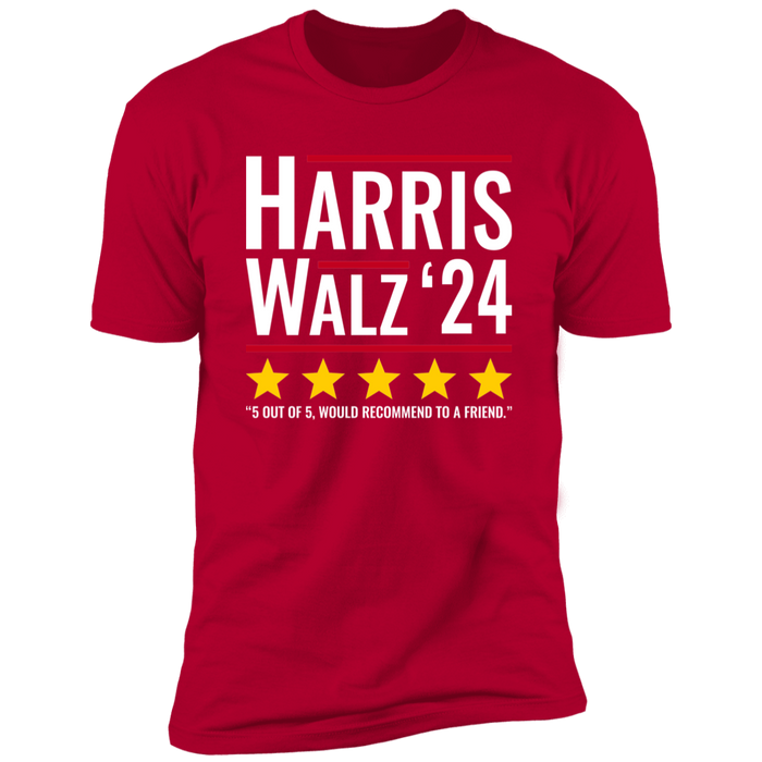 Harris Walz 2024 5 star review would recommend to a friend t-shirt