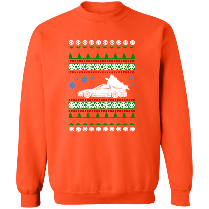 Mazda FD RX-7 3rd Gen Ugly Christmas Sweater Sweatshirt White Tree