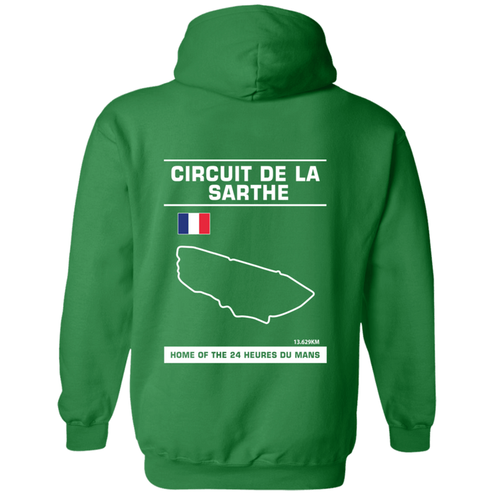 Circuit De La Sarthe 24 Heures Du Mans Track Outline Series Hoodie Front and Rear Print V3