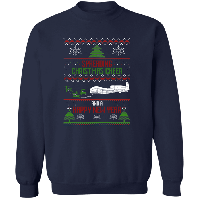 Military Airplane RQ-4 Global Hawk Ugly Christmas Sweater Jumper