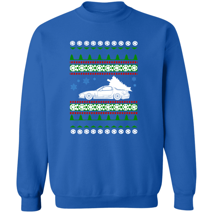 Mazda FD RX-7 3rd Gen Ugly Christmas Sweater Sweatshirt White Tree