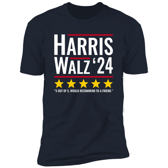 Harris Walz 2024 5 star review would recommend to a friend t-shirt